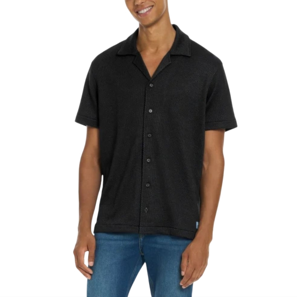 Men's Scotch & Soda Jersey Short Sleeve Button Up Shirt  Black Size M NWT
